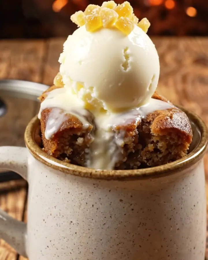A warm, rustic Crockpot filled with spiced gingerbread pear dump cake topped with butterscotch.