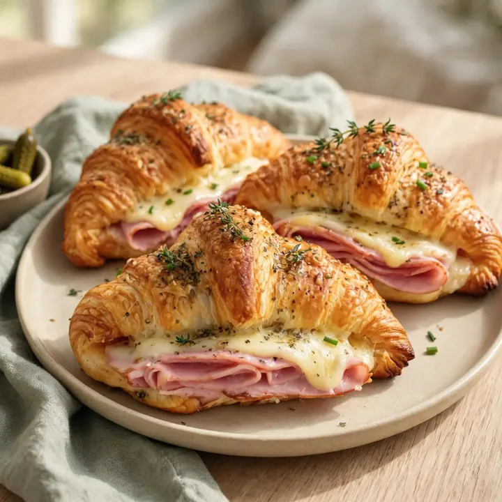 Croissants au jambon et fromage fondant