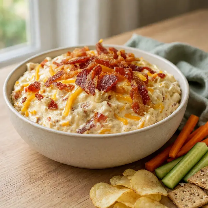 Dip crémeux au cheddar et bacon croustillant