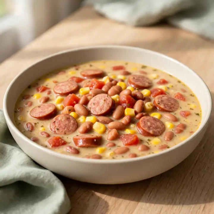 Easy Slow Cooker Cowgirl Soup with Smoked Sausage