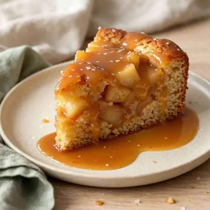 Gâteau renversé aux pommes et caramel au beurre salé à la mijoteuse