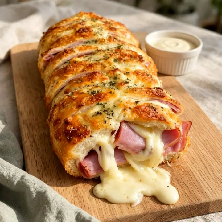 Pain farci au jambon et fromage fondant