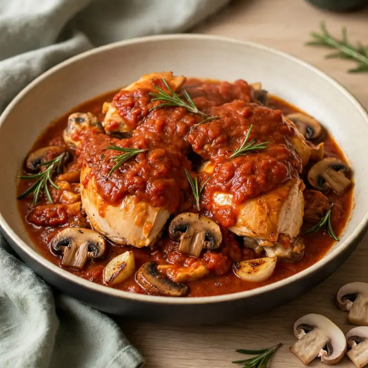 Poulet Cacciatore à la mijoteuse aux champignons et romarin