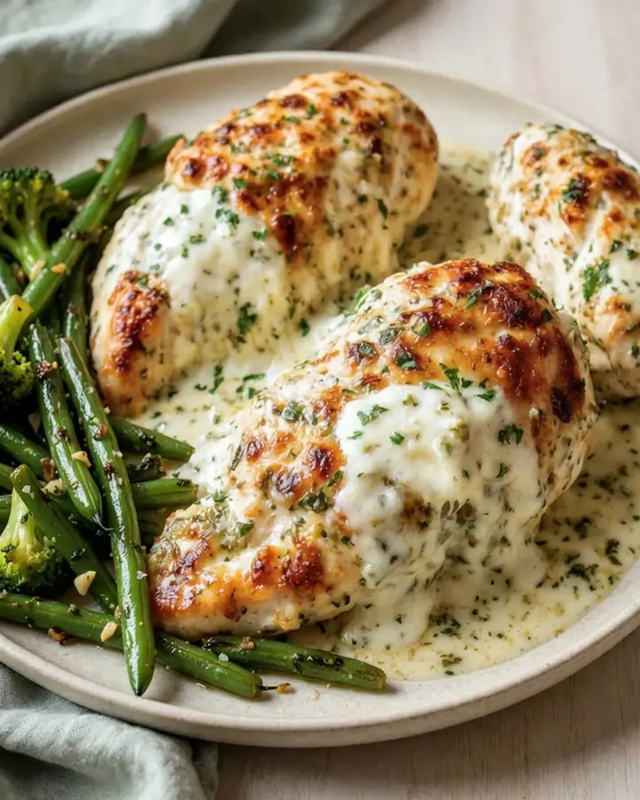 Vue rapprochée et appétissante de blancs de poulet cuits au four