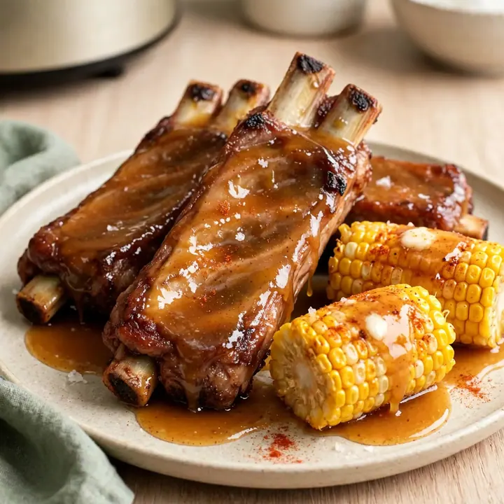 Slow Cooker Honey Butter Spareribs and Corn