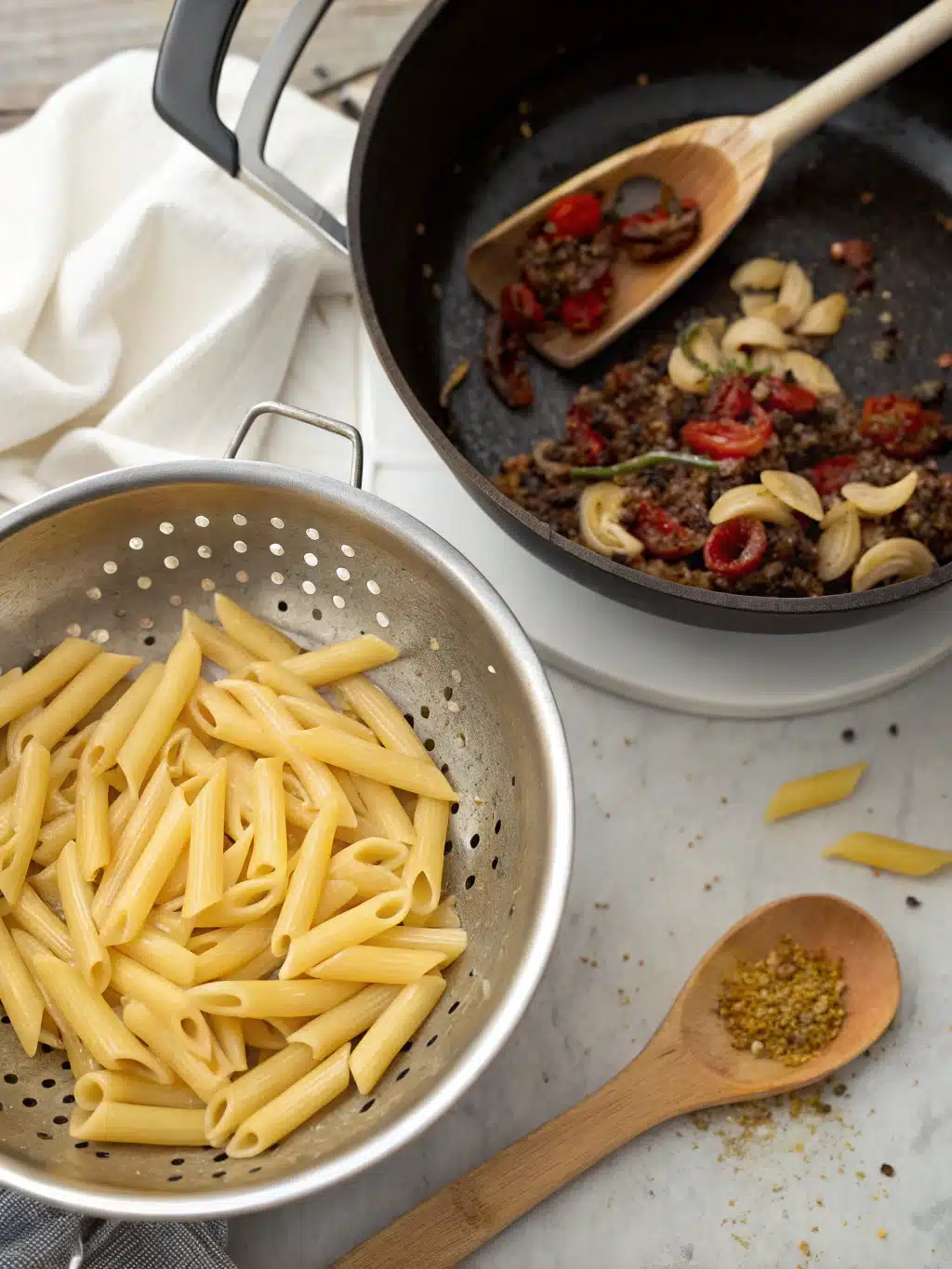 Easy step to make spicy garlic penne pasta Recipe