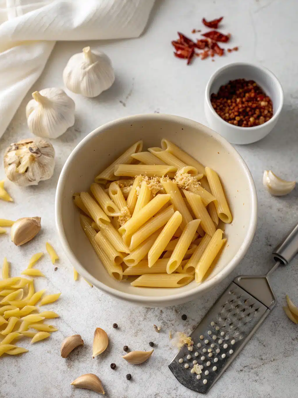 Easy step to make spicy garlic penne Recipe