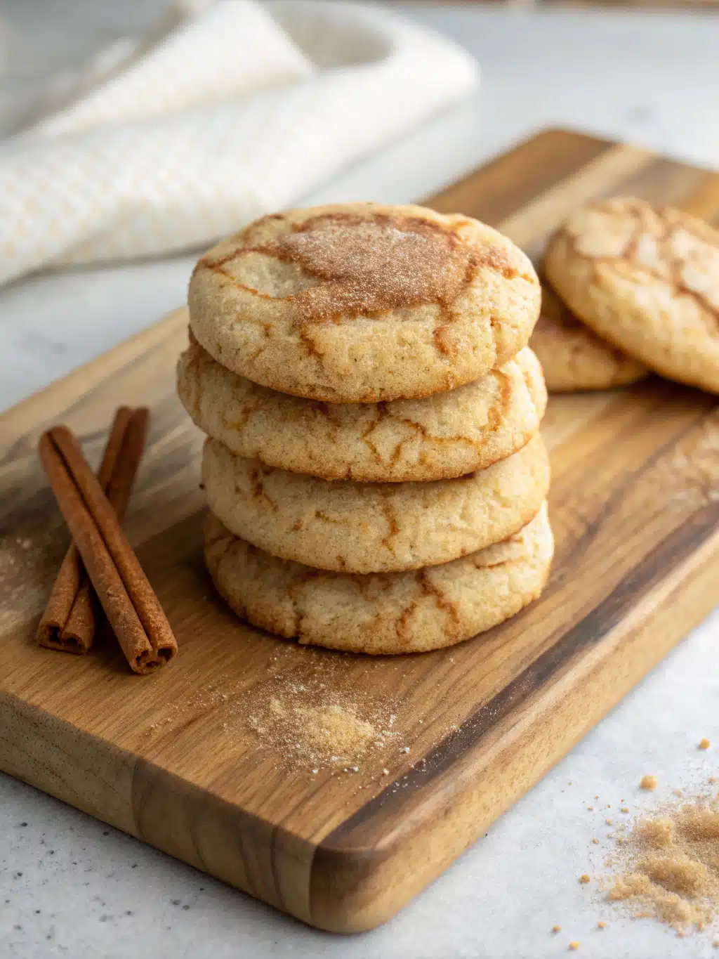 Snickerdoodle cookie mix served on a vintage plate with milk and fresh berries