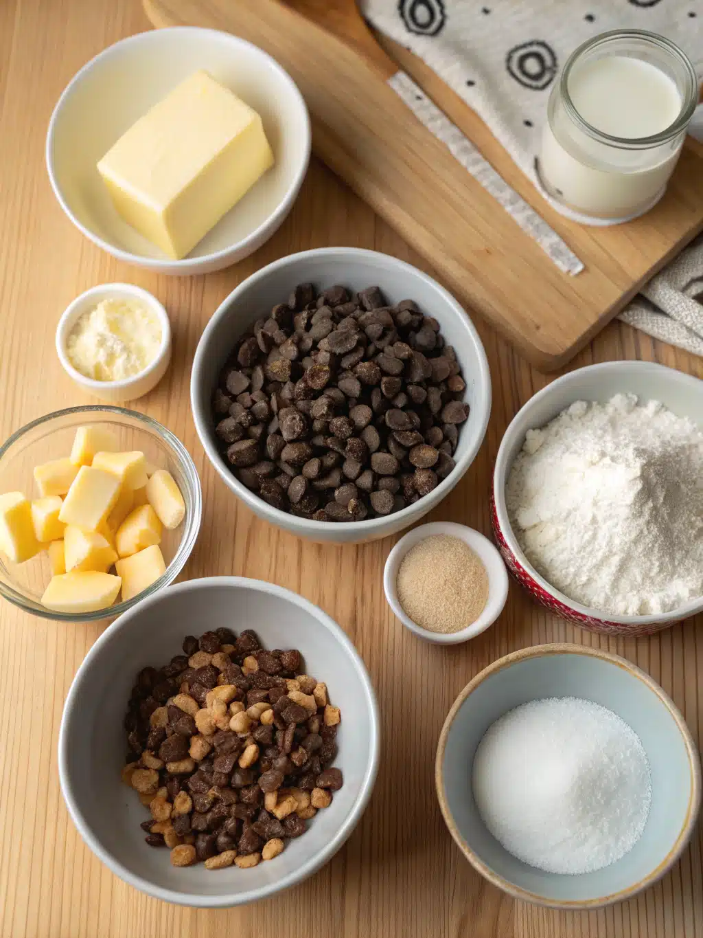Luxury chocolate bar ingredients Assembled ingredients for homemade Dubai dark chocolate bar