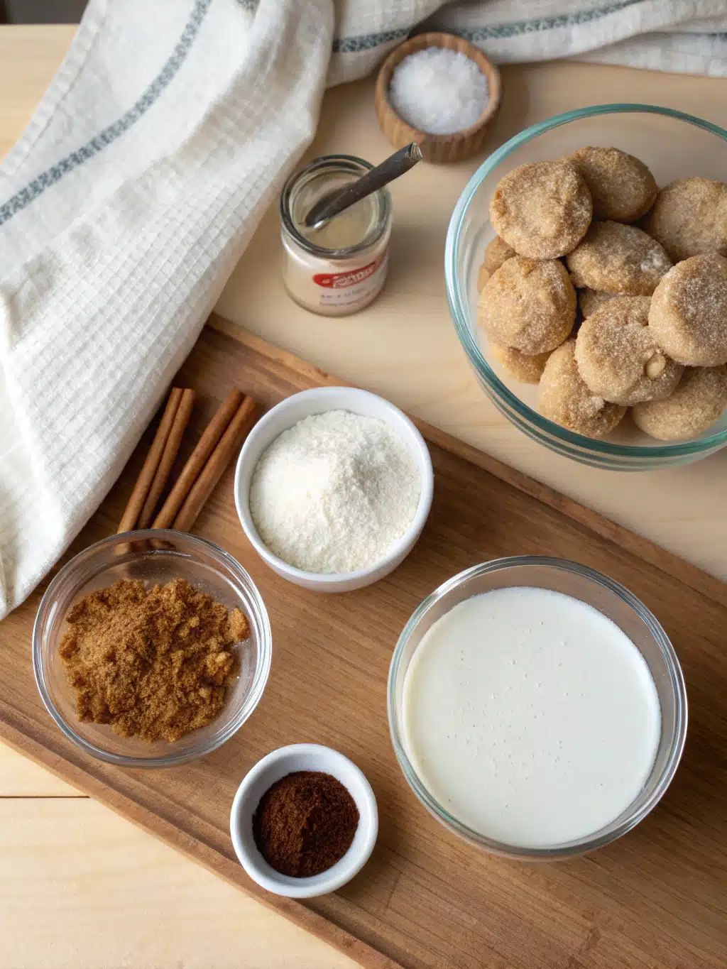 Ingredients for homemade snickerdoodle ice cream