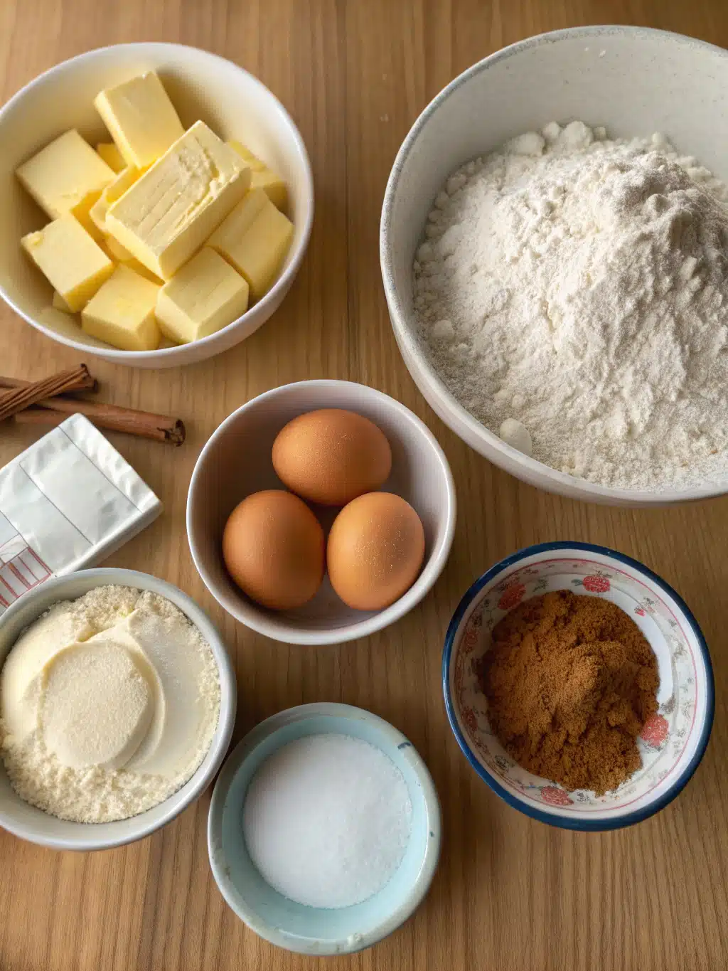Gather these simple ingredients for cinnamon sugar cookies Ingredients for soft snickerdoodles without cream of tartar