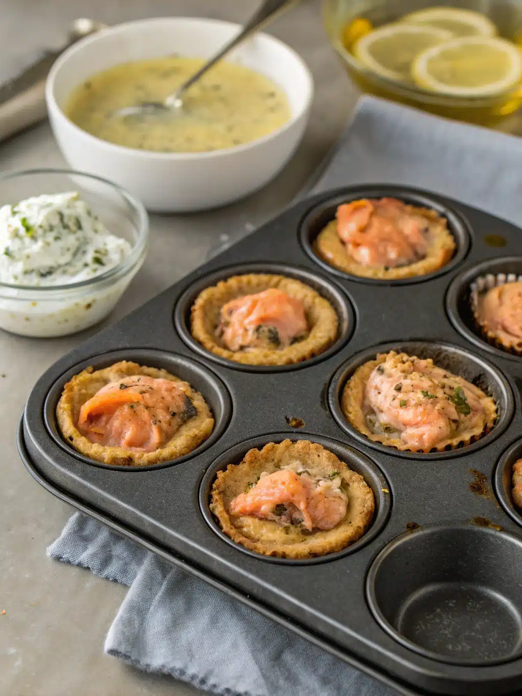 Step by step to make gluten free salmon cups Recipe