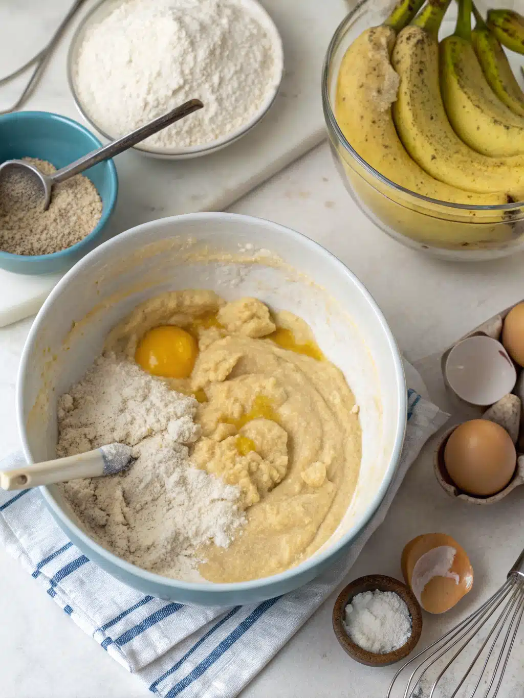 Folding batter for moist snickerdoodle banana bread