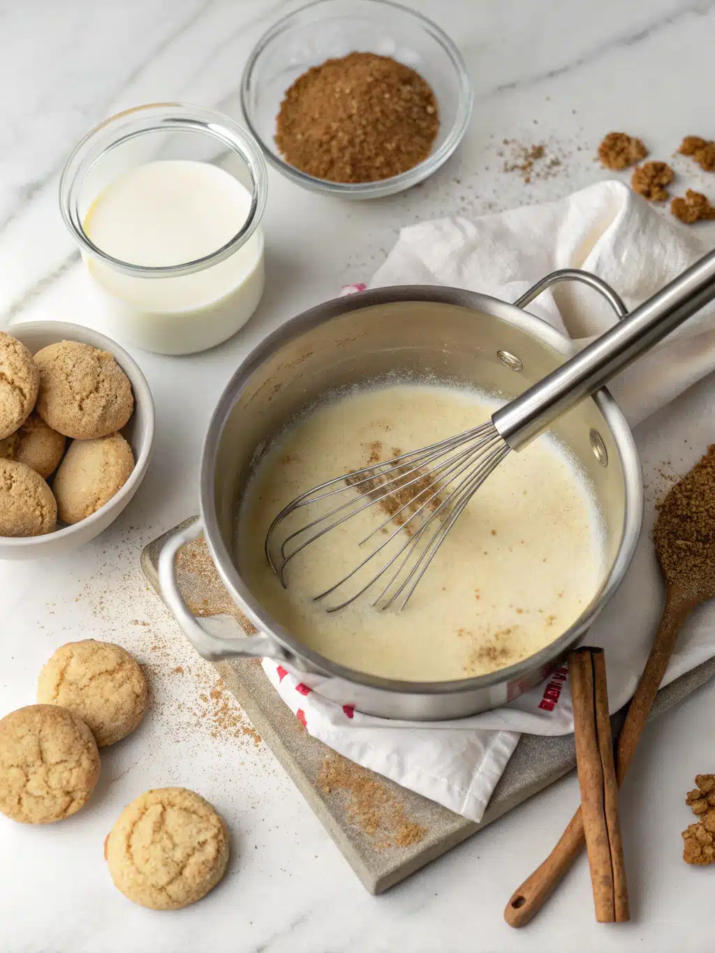 Chilling the ice cream base for snickerdoodle flavor
