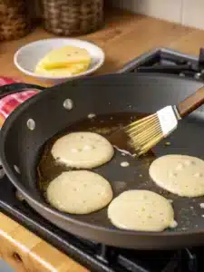 Make fluffy Krusteaz pancakes in minutes with just water, butter, and a touch of vanilla, served warm with maple syrup and fresh berries.