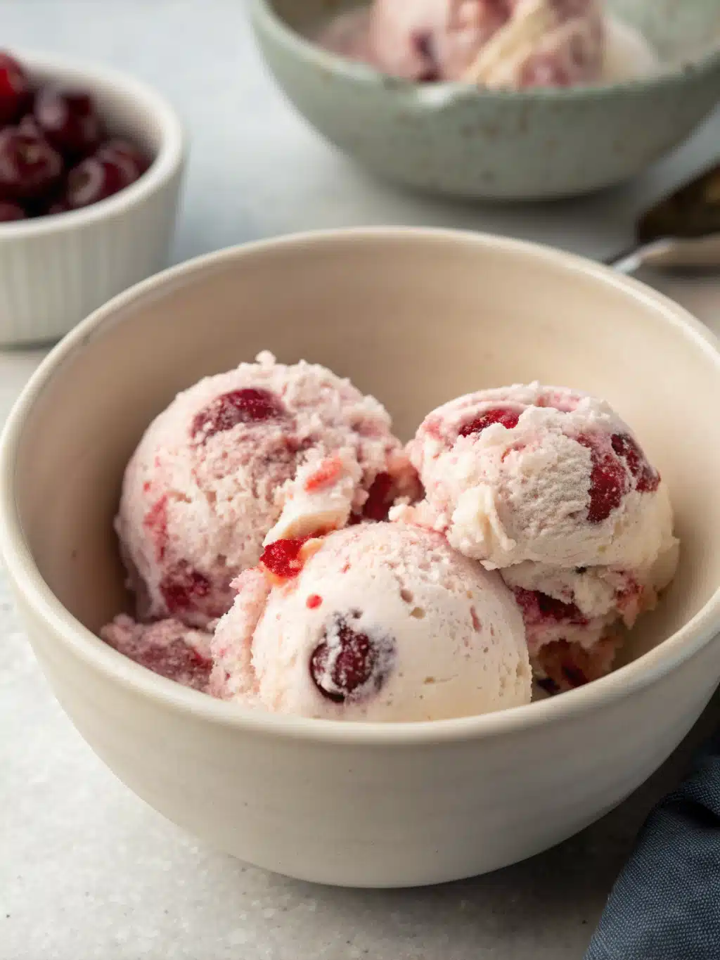 Elegant serving ideas for cherry almond ice cream with fresh fruit
