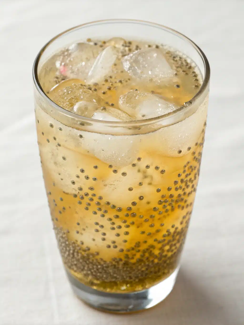 Elegant glasses of chia citrus water served with citrus garnishes