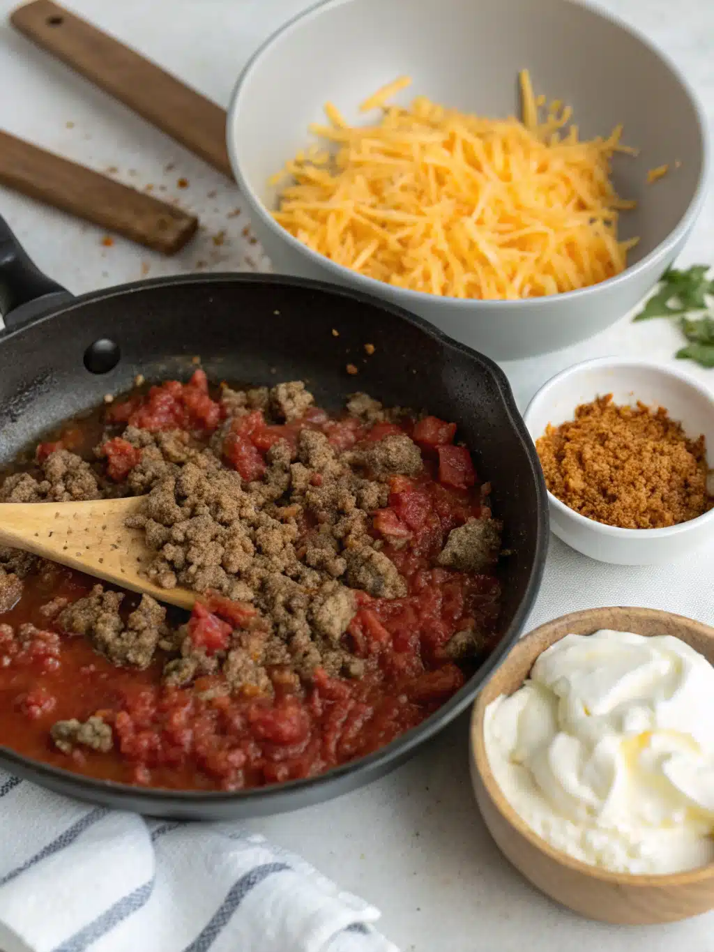 Layering noodles and creamy cheese mixture in a baking dish