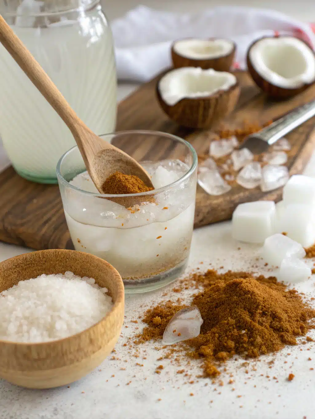 Adjusting flavors in coconut water drink with honey and lime