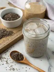 Try this refreshing Ozempic drink recipe with chia seeds and almond milk—blended with cinnamon and honey for a creamy, chilled treat. Enjoy immediately or chilled.