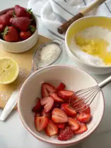Refreshing strawberry Sprite drink made with fresh strawberries, lemon juice, and chilled soda—perfect for sipping on a hot summer day.