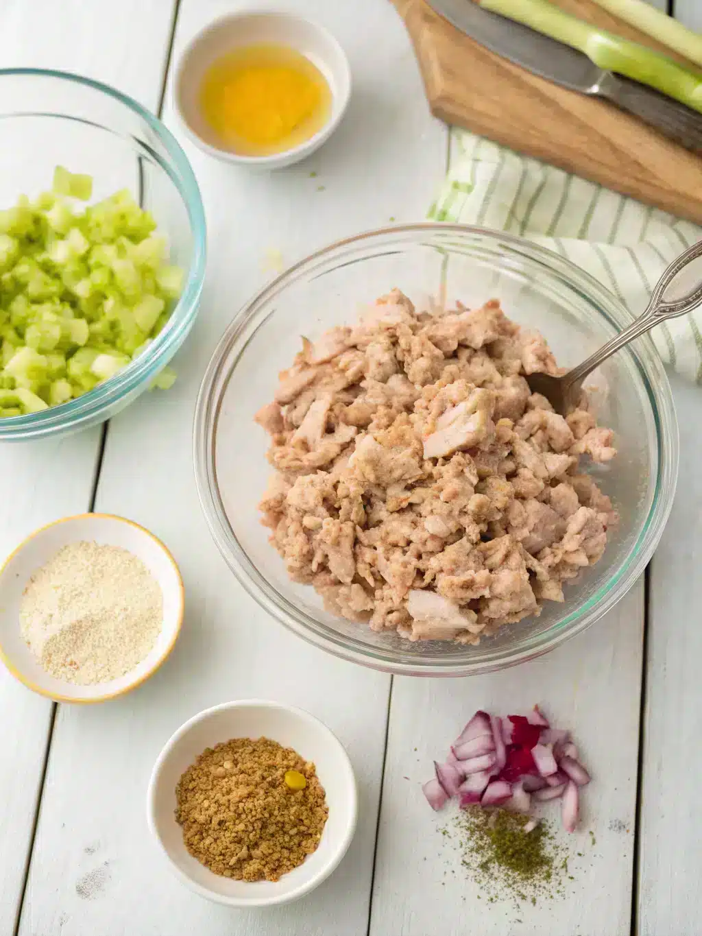 Spooning tuna salad onto crisp butter lettuce leaves