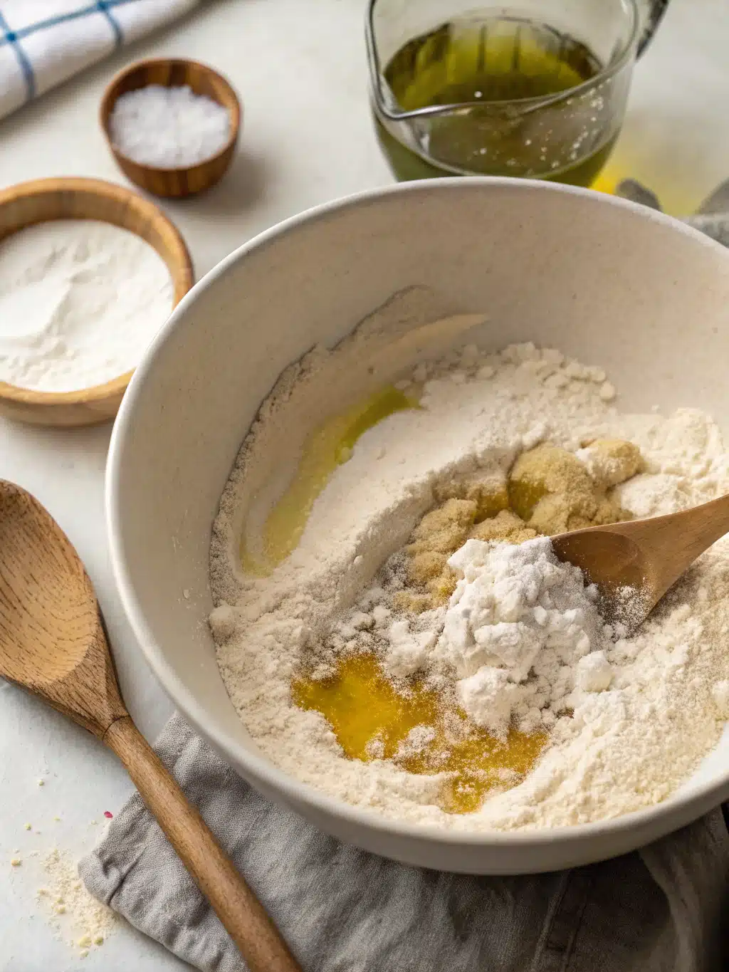 Hands kneading air fryer bagel dough on a floured surface