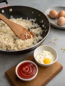 Creamy, spicy bang bang fried rice with sriracha mayo, scrambled eggs, and crisp veggies—ready in 20 minutes for an easy weeknight meal.