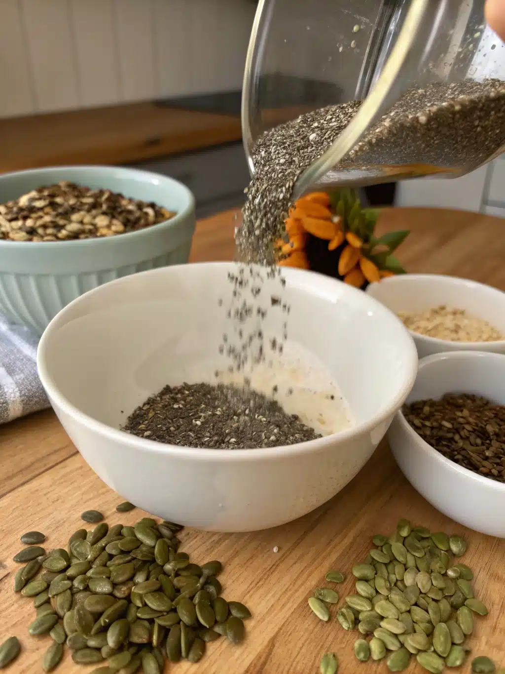 Mixing honey and cinnamon into bariatric seed recipe