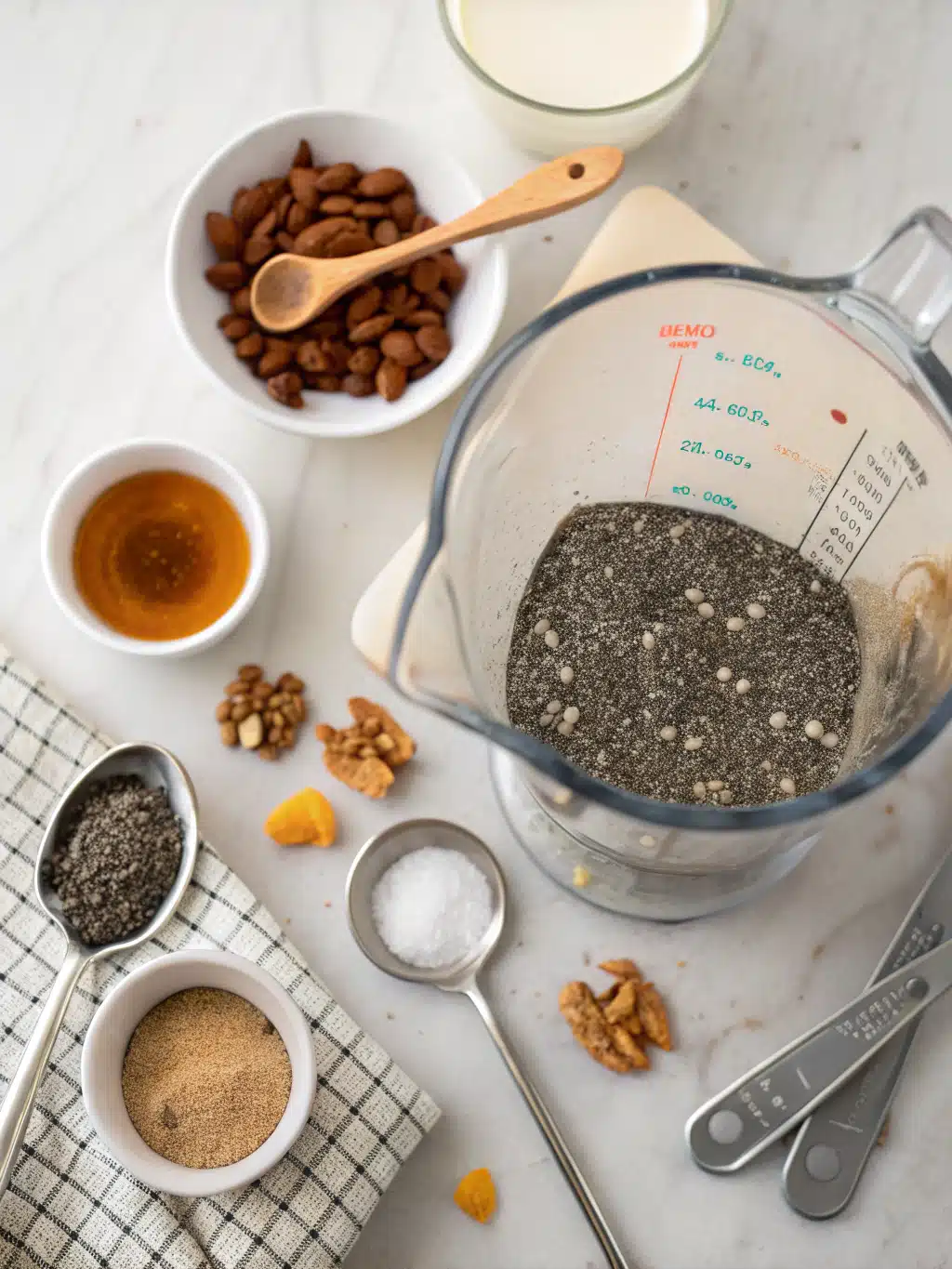 Blending ozempic drink recipe ingredients in a high-speed blender
