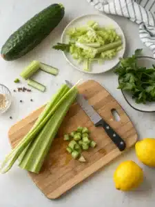 Try this refreshing Ozempic juice recipe with crisp celery juice, zesty lemon, and ginger, served chilled over ice for a revitalizing drink.