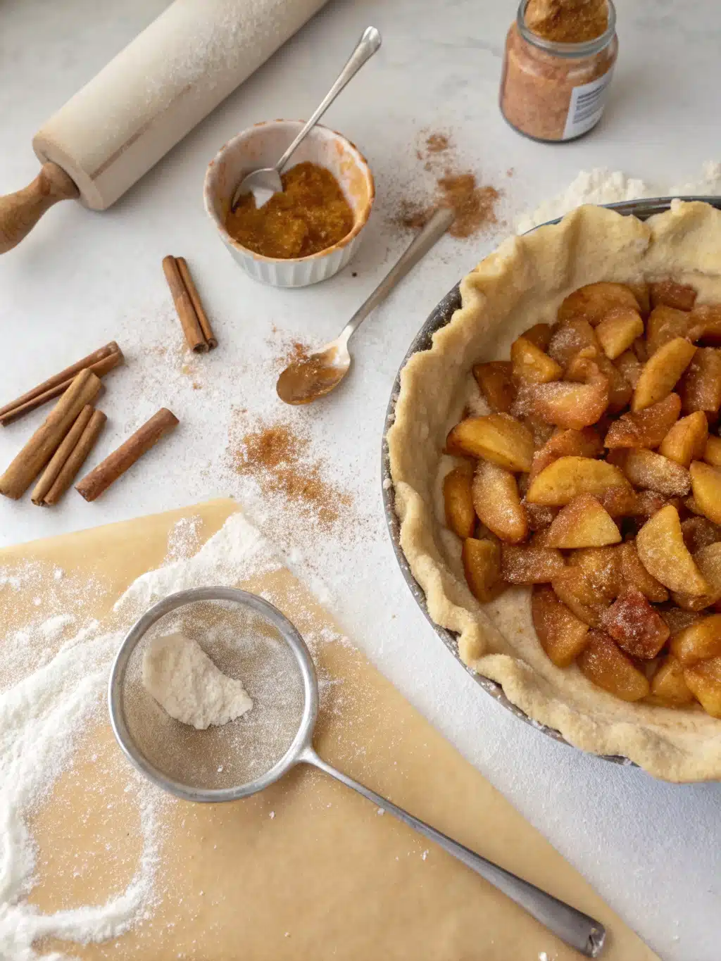 Mixing dough for peach cream pie cruffins with hands in a bowl