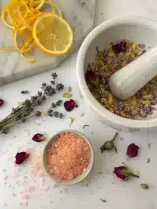 Make a flavorful pink salt recipe with Himalayan salt, rosemary, and spices. Perfect as a finishing salt for grilled meats or roasted veggies.