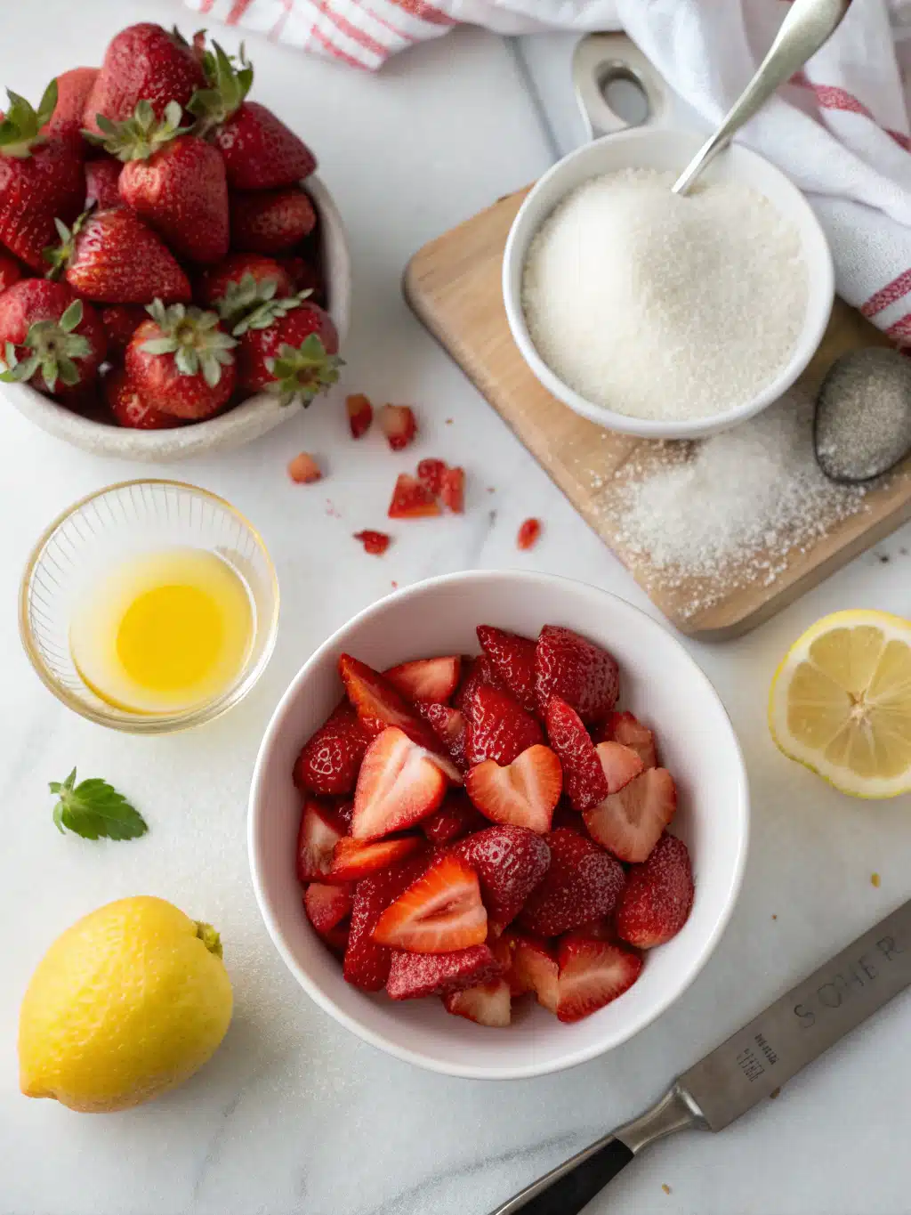 Mashing strawberries with a fork for strawberry sprite drink