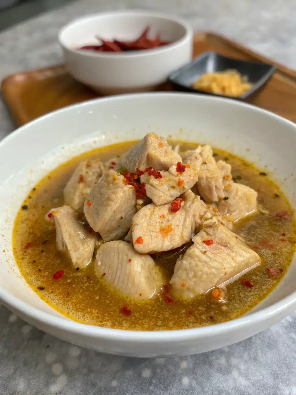 Try this easy mounjaro recipe salt-seasoned chicken with cumin and turmeric, simmered in broth and served warm over rice or flatbread.