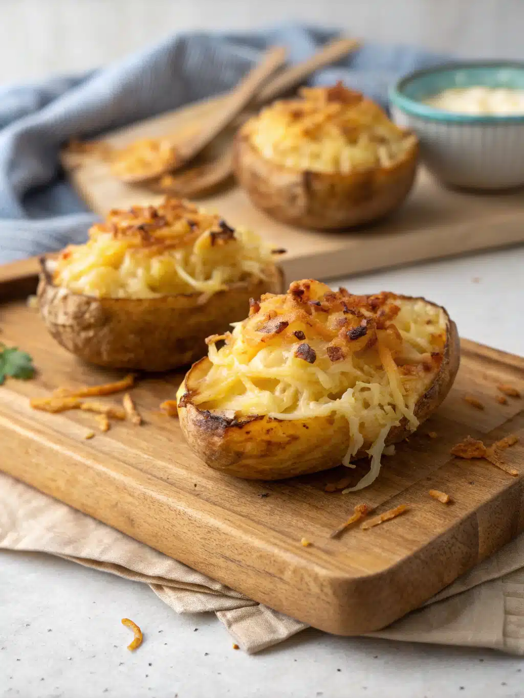 Crispy stuffed potato nests filled with cheesy mashed russet potatoes, baked to golden perfection. A comforting side dish everyone will love.