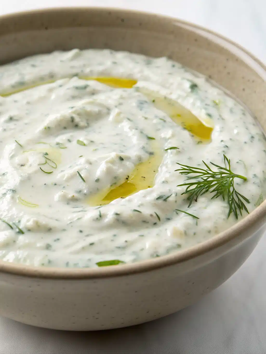 Tzatziki sauce recipe served with grilled vegetables and warm pita bread