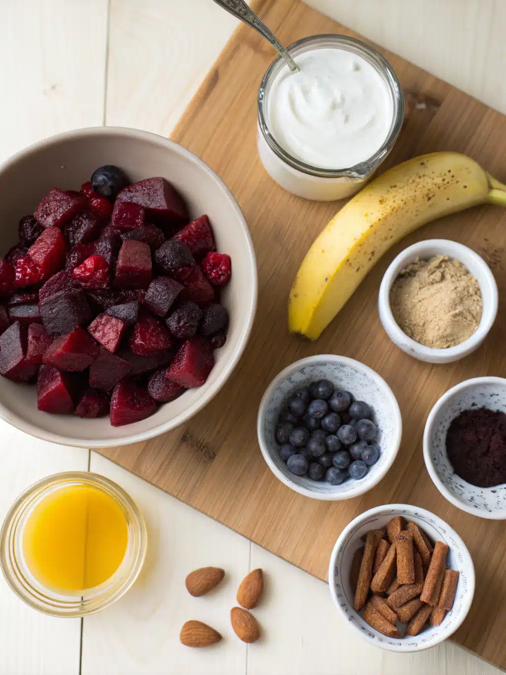 Fresh ingredients for a vibrant beet berry smoothie