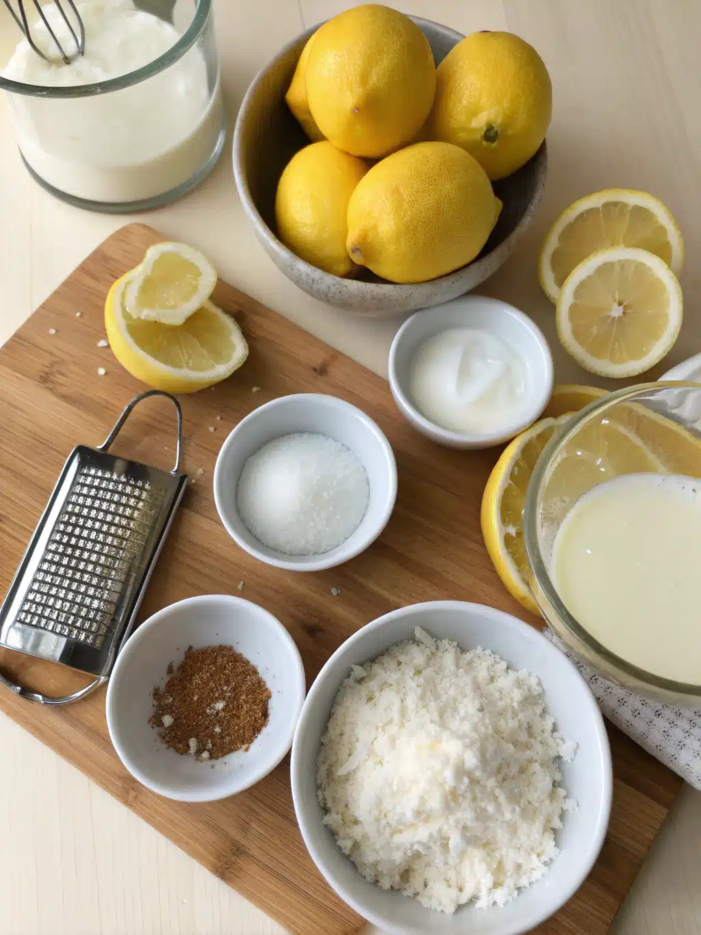 Fresh ingredients for homemade lemon coconut gelato