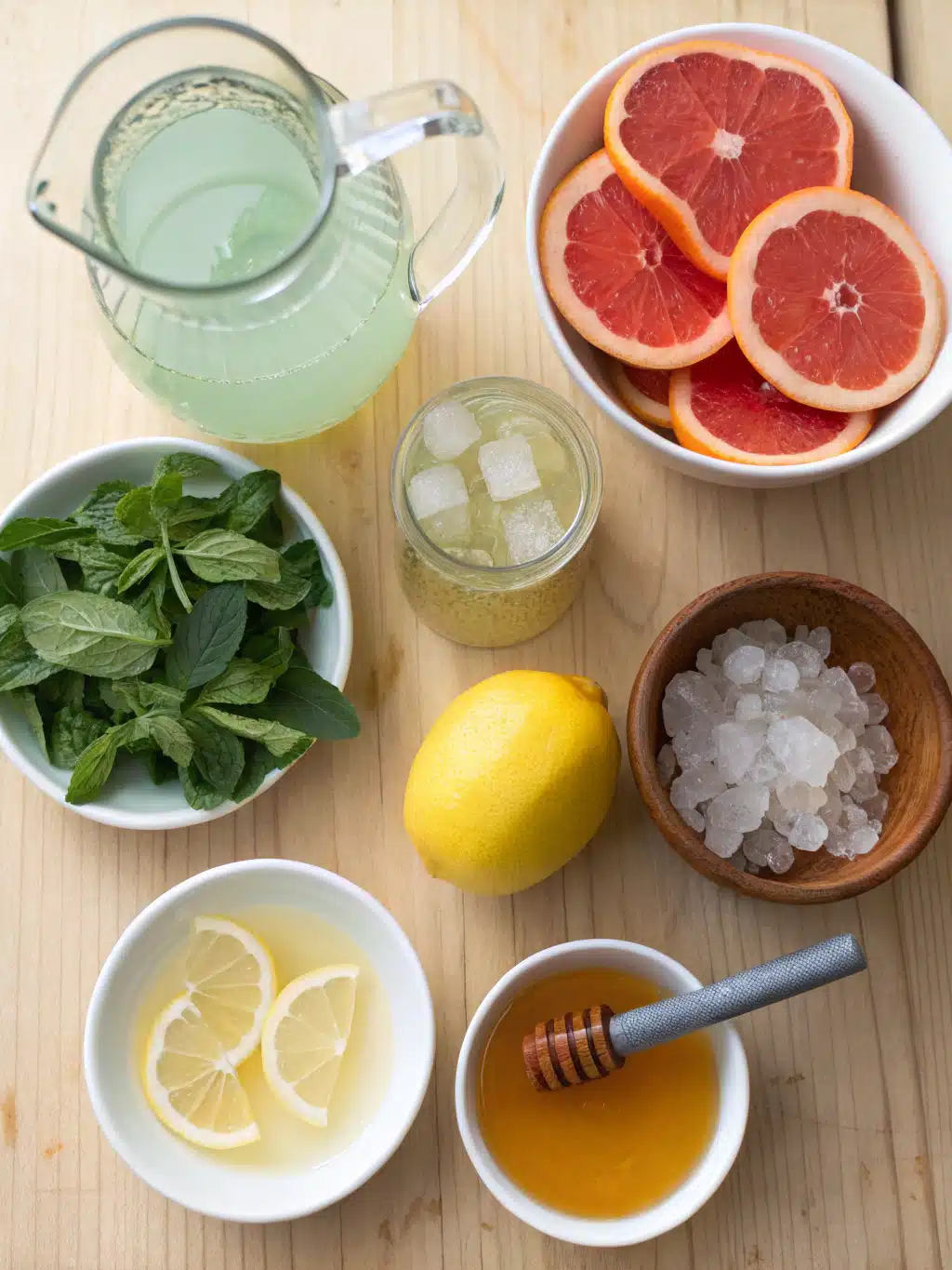 Fresh ingredients for Japanese Mounjaro Recipe including lemons and mint