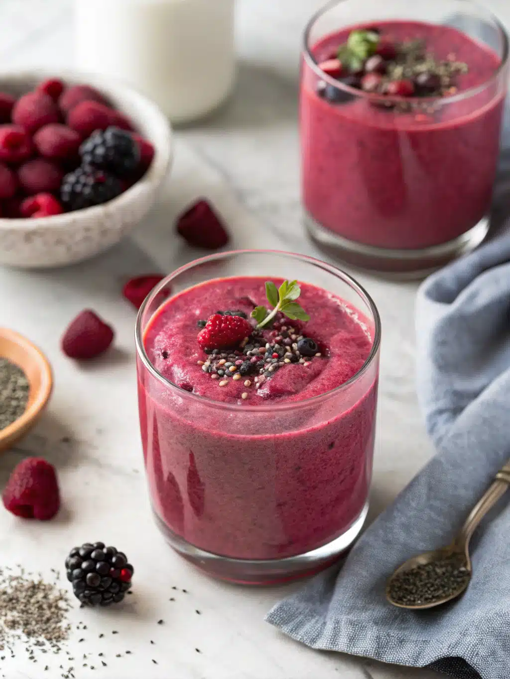 Whip up a vibrant beet berry smoothie with mixed berries, banana, and Greek yogurt—blended creamy and spiced with cinnamon for a refreshing drink.