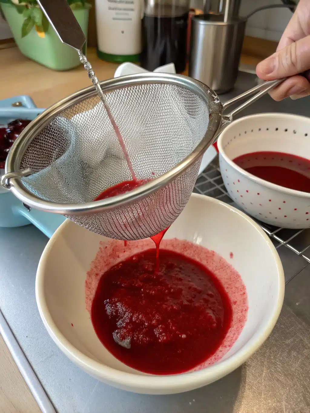 Ice cream maker churning lemon cherry sorbet
