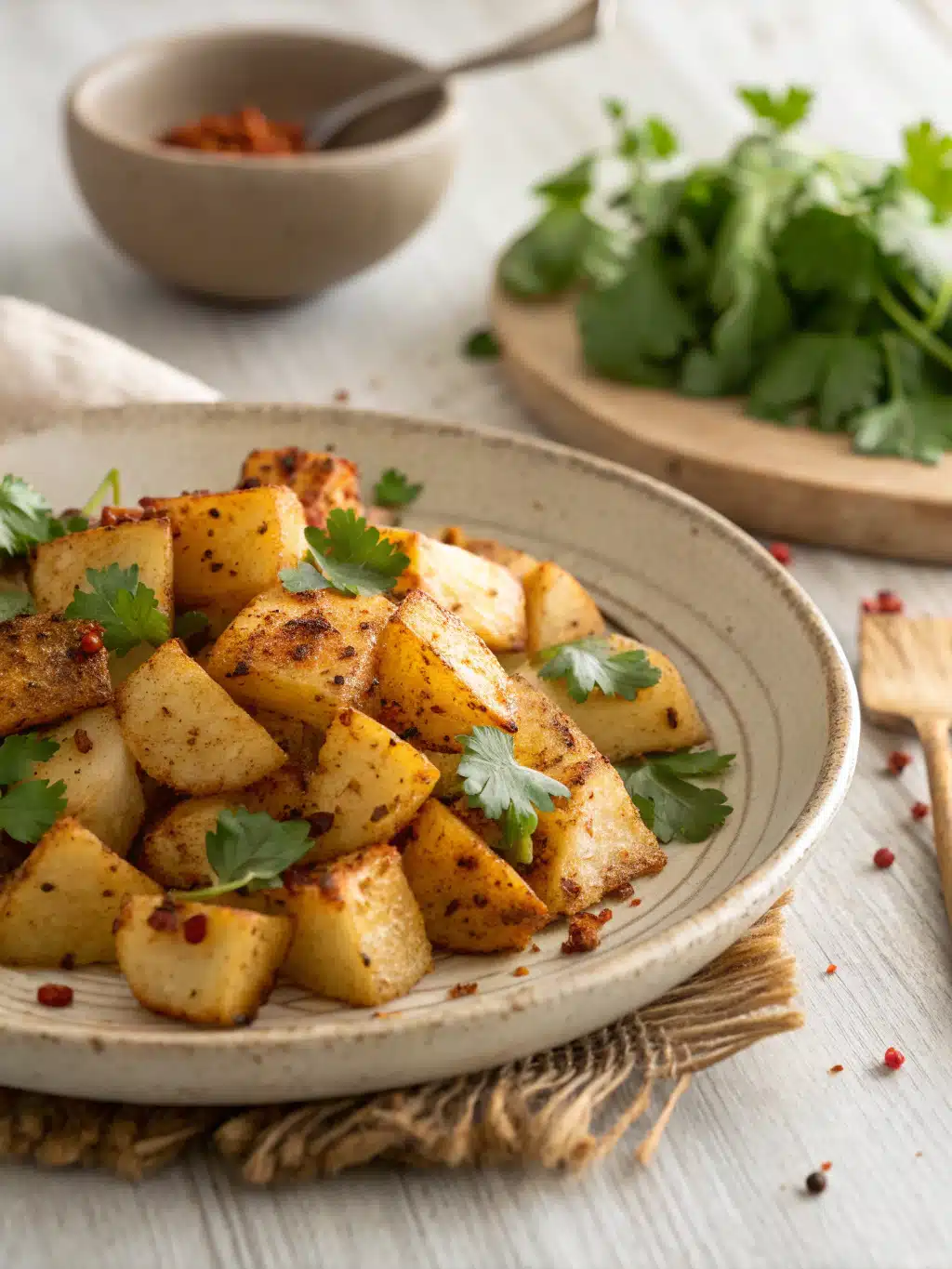 Try this easy cooked jicama recipe with roasted cumin-spiced cubes, drizzled with lime juice and topped with fresh cilantro. Perfect warm side dish!