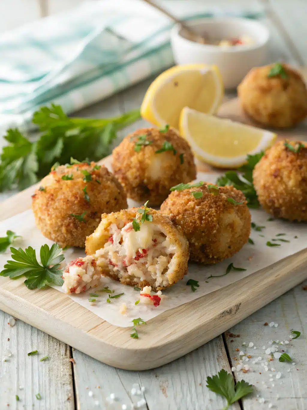 Crab bombs recipe features tender lump crabmeat mixed with panko and Old Bay, pan-fried to golden perfection and served with fresh lemon wedges.