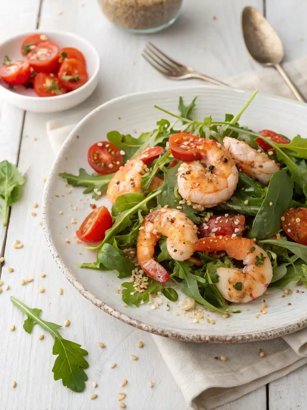 high protein salad Shrimp Sesame Salad and fresh greens