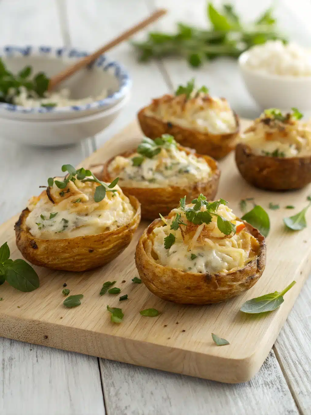 Crispy stuffed potato nests filled with cheesy mashed russet potatoes, baked to golden perfection. A comforting side dish everyone will love.