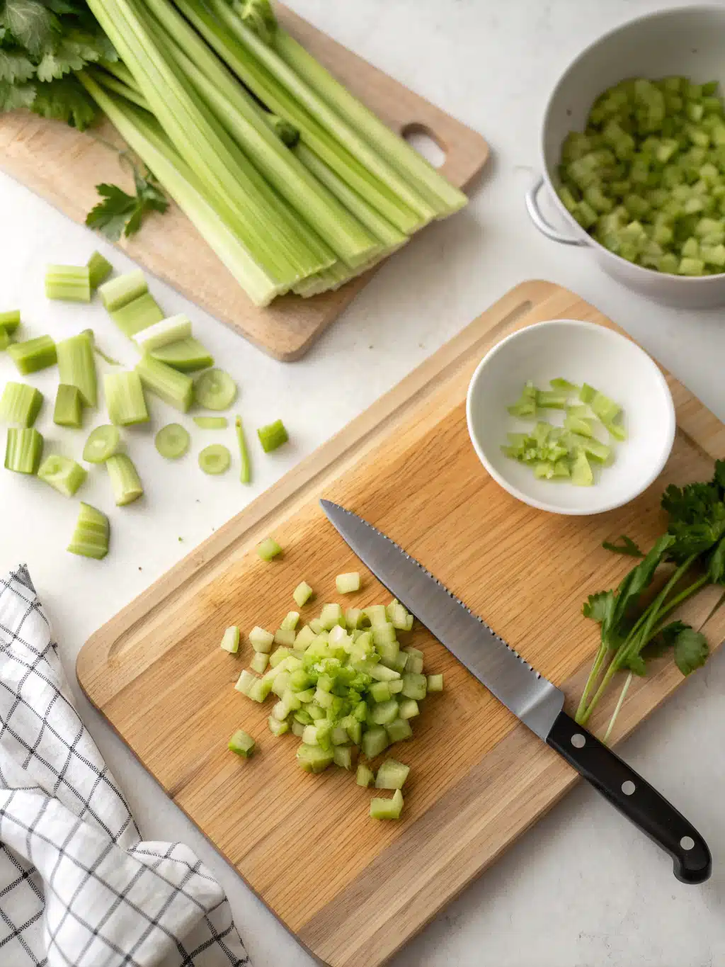 Making celery apple juice step-by-step Blending celery and apples for fresh juice