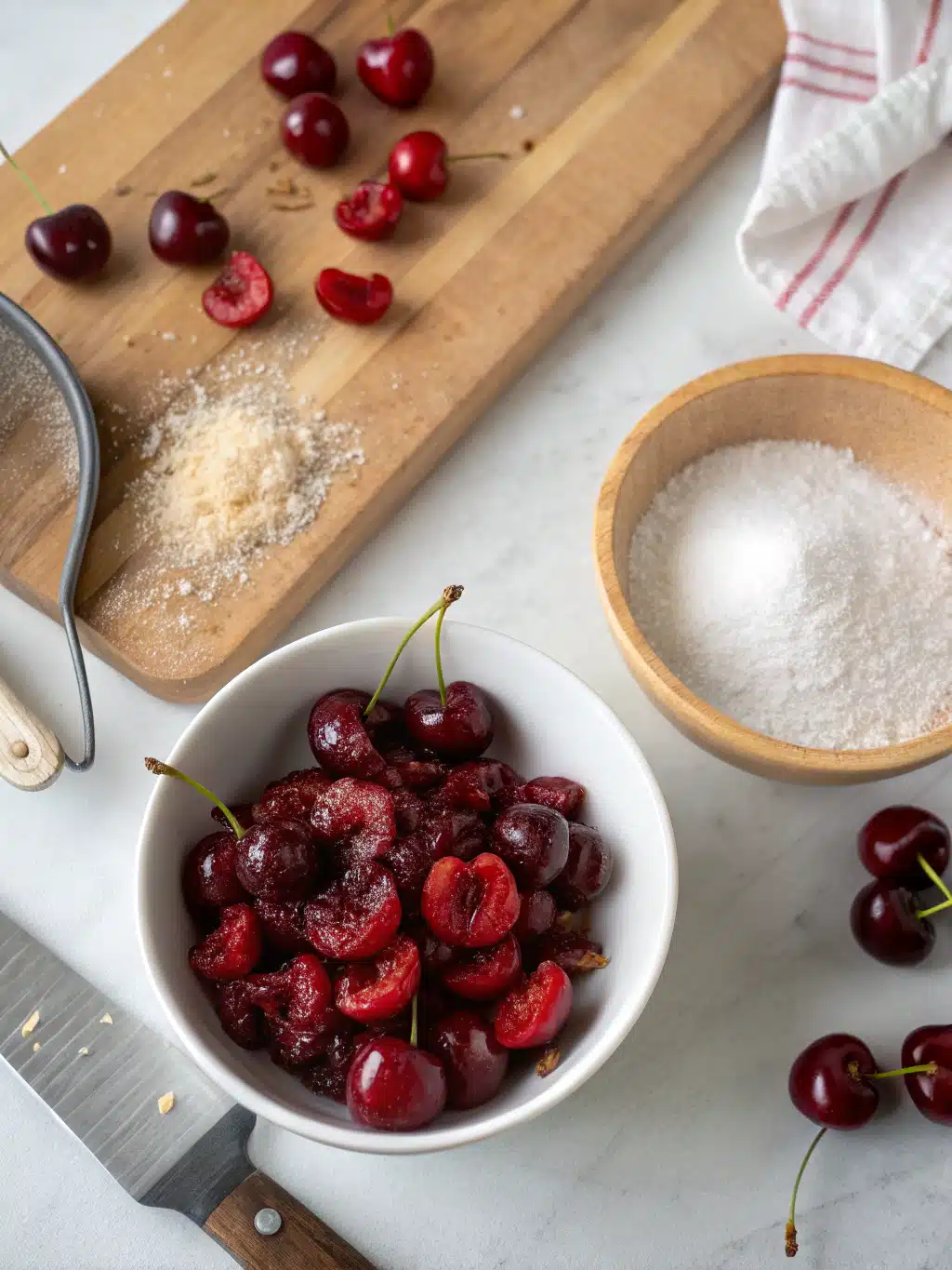 Cherry cheesecake ice cream churning in machine