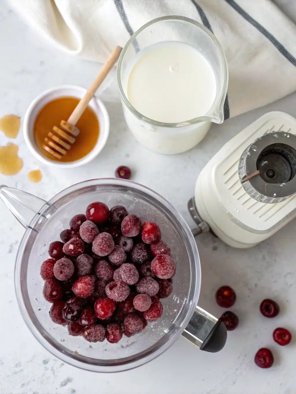 Blending cherry lemon milkshake to creamy perfection