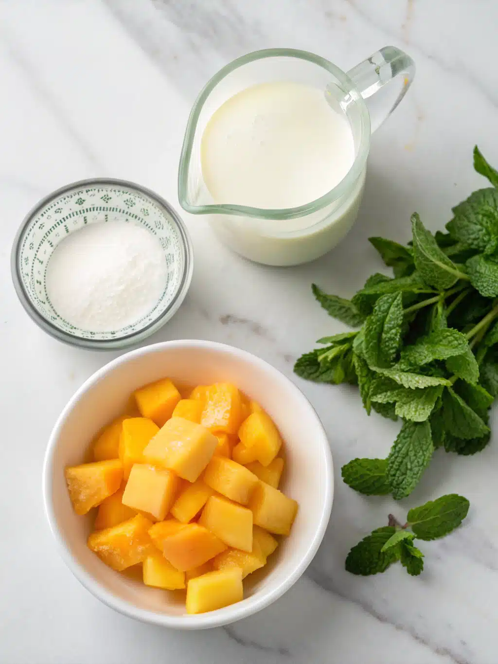 Blending mango mint smoothie to creamy perfection